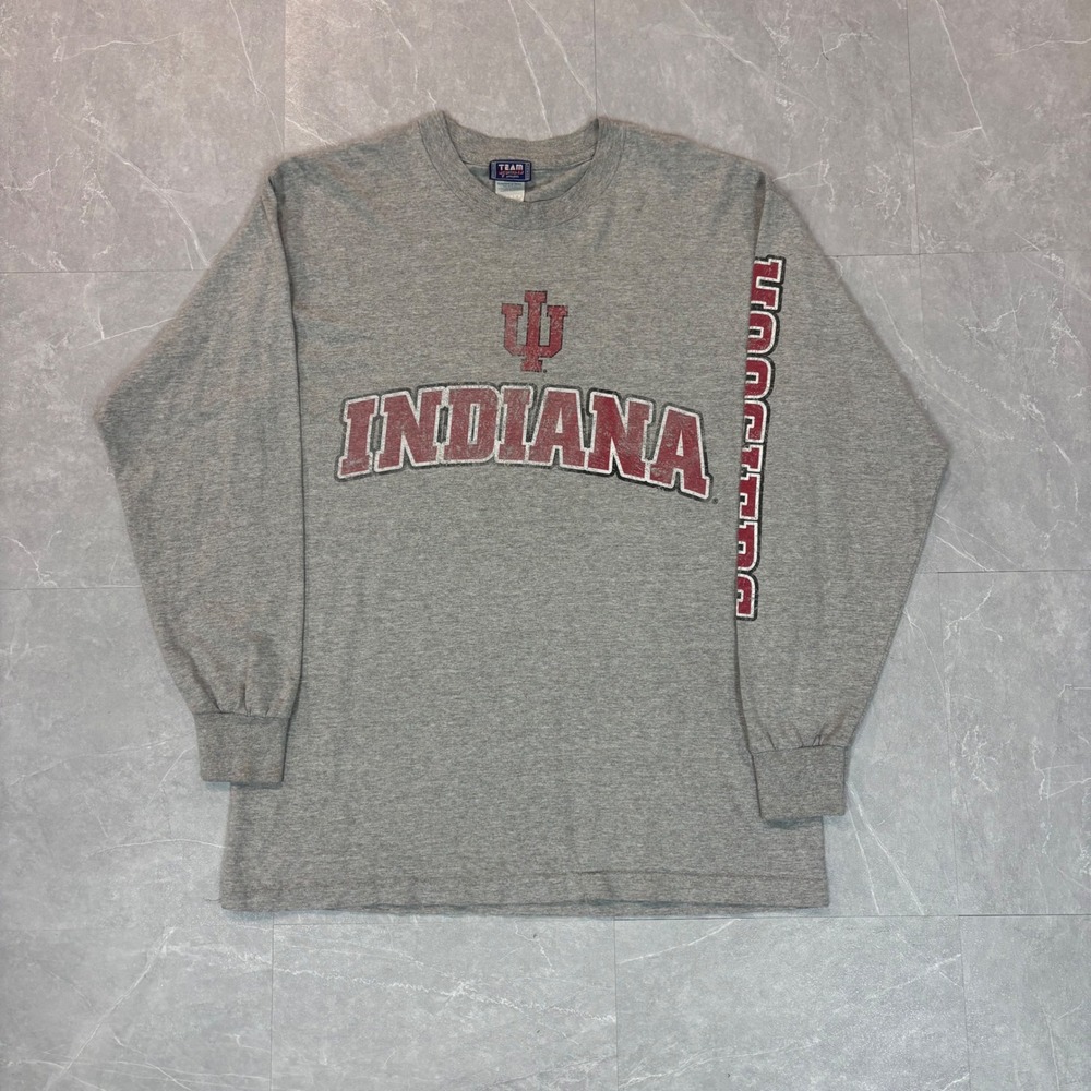 Team Edition Indiana Hoosiers Long Sleeve T-Shirt Mens Large Gray Vintage Style
